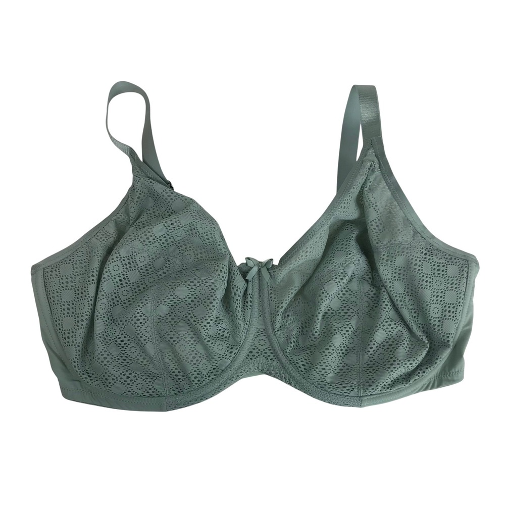 Glamorise Lace Comfort Underwire Bra-9855 | Sage Green | Full Coverage 44H